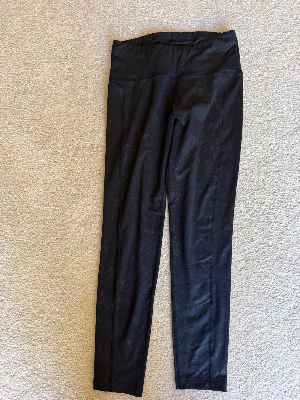 oiselle Black High-Waist Leggings with Subtle Jacquard